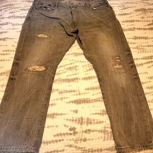 Ralph Lauren Light gray and black Relaxed Jeans with Distressed Details